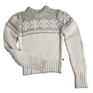 Abercrombie&Fitch Womens WinterWhite&Gray Lambswool Blend Snowflake Sweater
